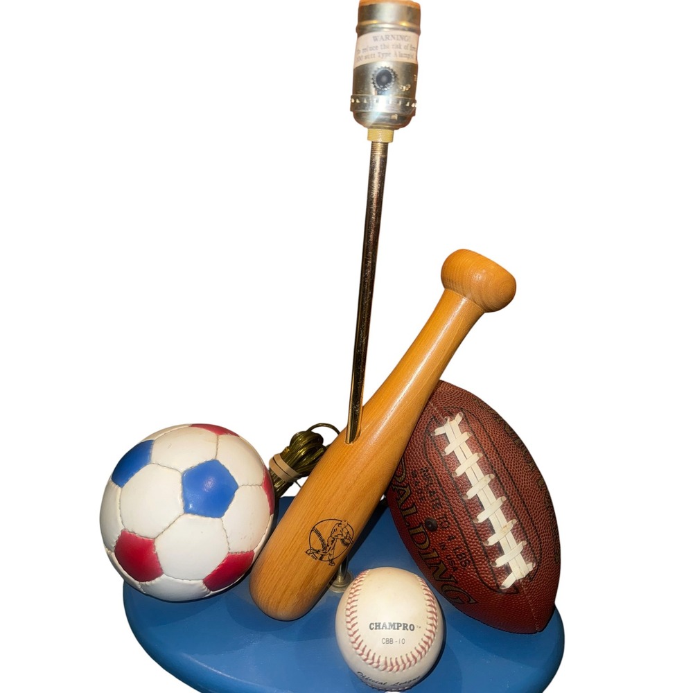 Inmon Ent Sports Table Lamp Base Baseball Football Soccer Spalding Champro Blue